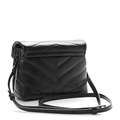 Saint Laurent Calfskin Y Quilted Monogram Toy Loulou Crossbody Bag Black 3 of 11