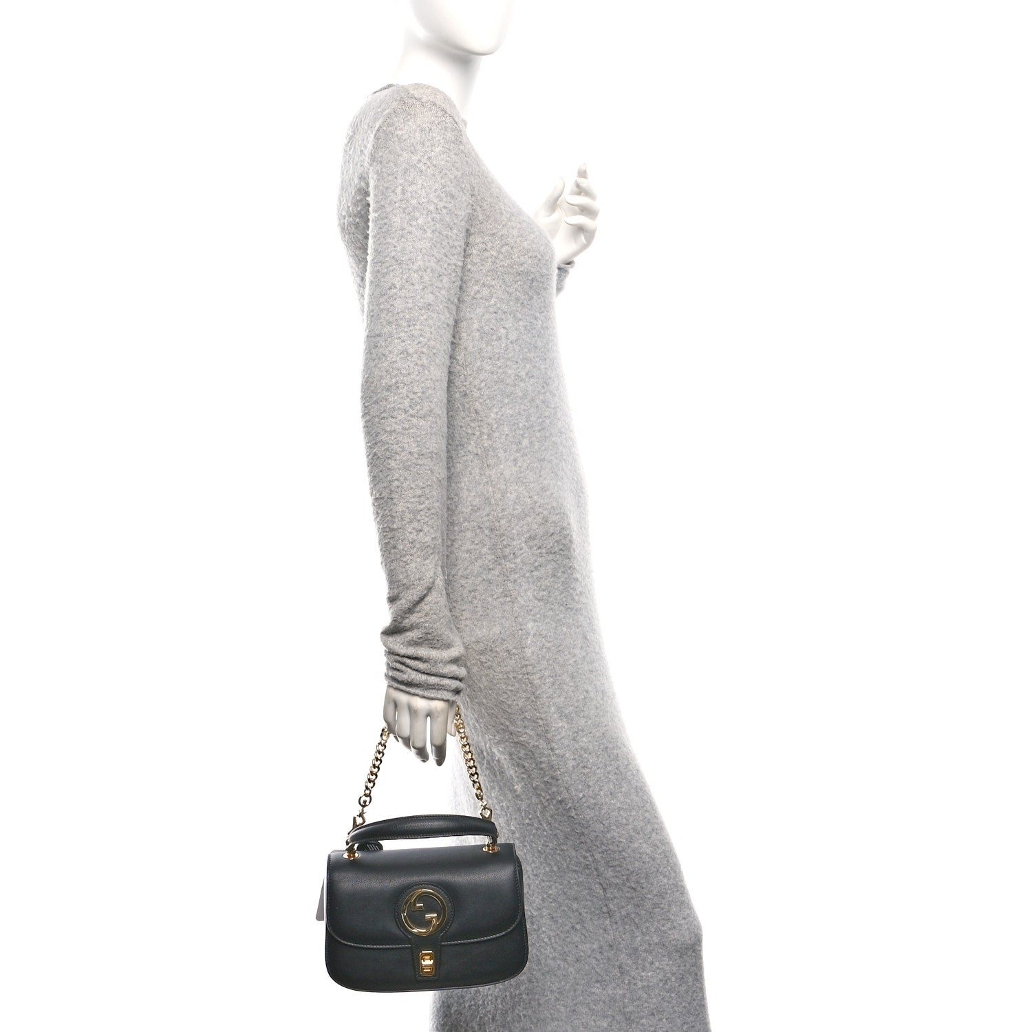 Gucci Roxy Calfskin Small Blondie Top Handle Shoulder Flap Bag Black 2 of 10