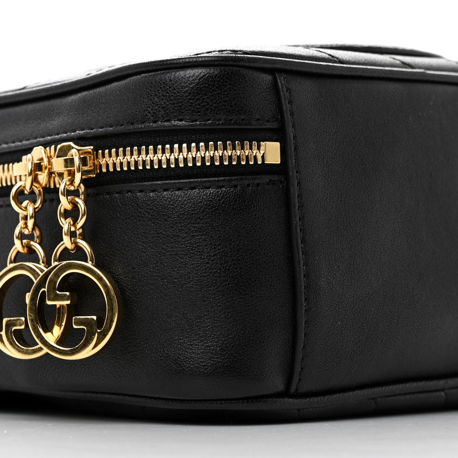 Gucci Sakai Be Green Calfskin Diagonal Stitched Blondie Top Handle Bag Black 9 of 11