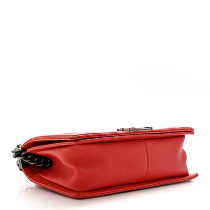 Chanel Calfskin Quilted Double Stitch Medium Boy Flap Red 4 of 14