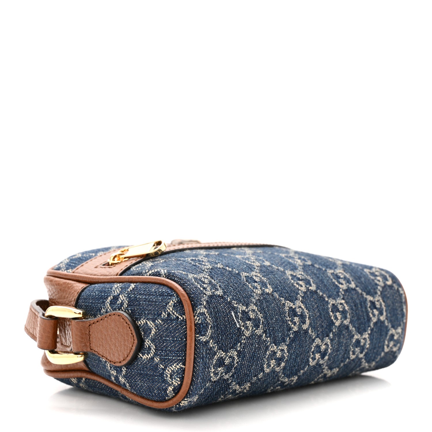 Gucci New Denim GG Monogram Dollar Calfskin Mini Ophidia Shoulder Bag Blue Tea Cuir Epilog 4 of 10