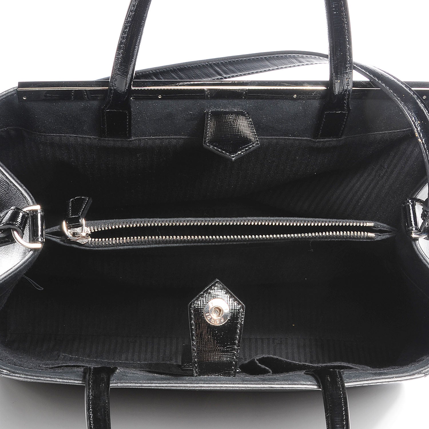 Fendi Patent Vitello Elite Regular 2Jours Tote Black 9 of 11
