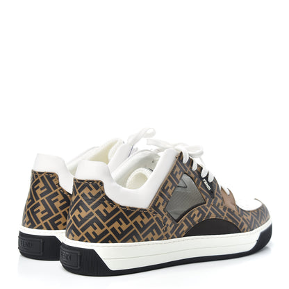 Fendi Vitello Mesh FF Digital Print Mens Fancy Low Top Sneakers 9 Nocciola Black Ultra White 4 of 12