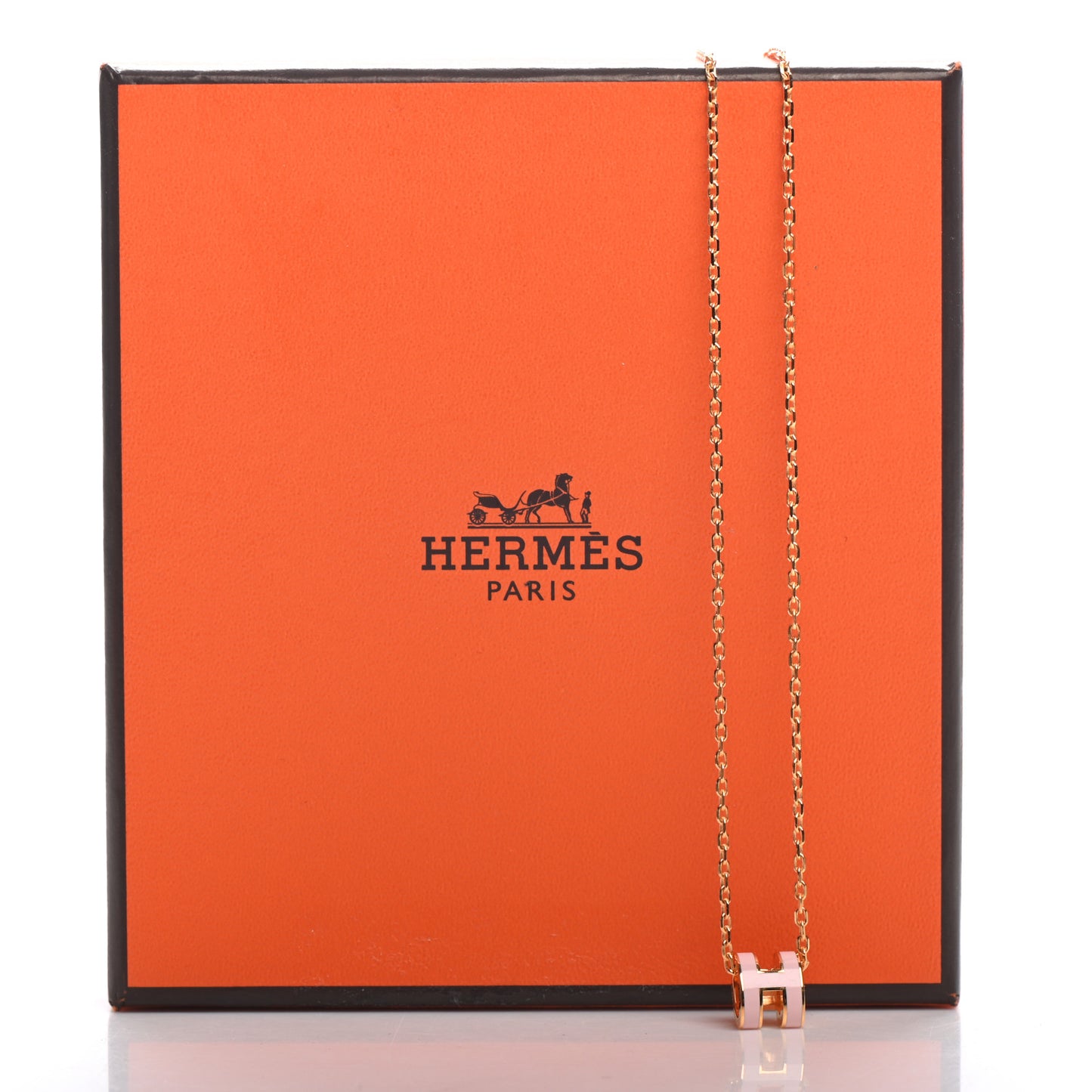 Lacquered Gold Mini Pop H Pendant Necklace Rose Dragee