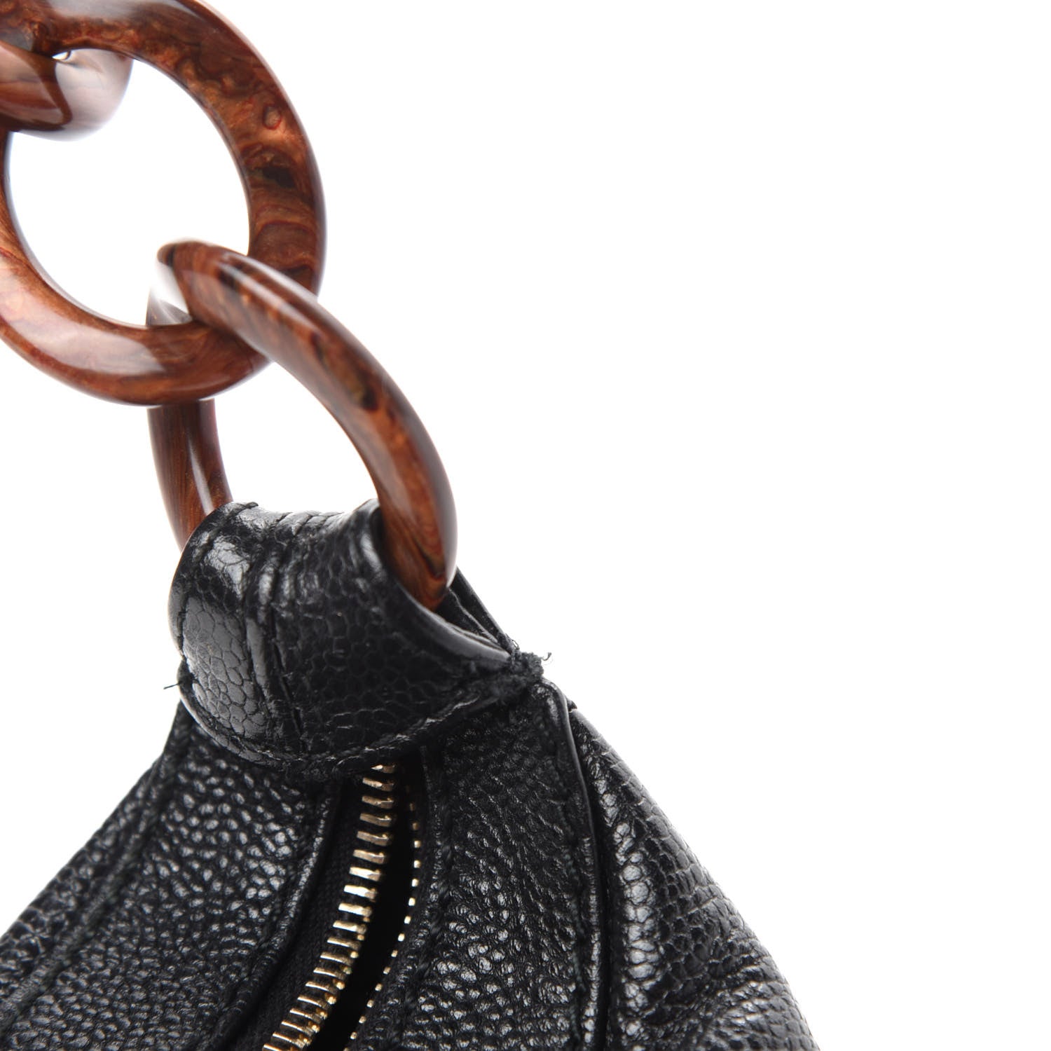 Chanel Caviar CC Wood Chain Hobo Black 10 of 14