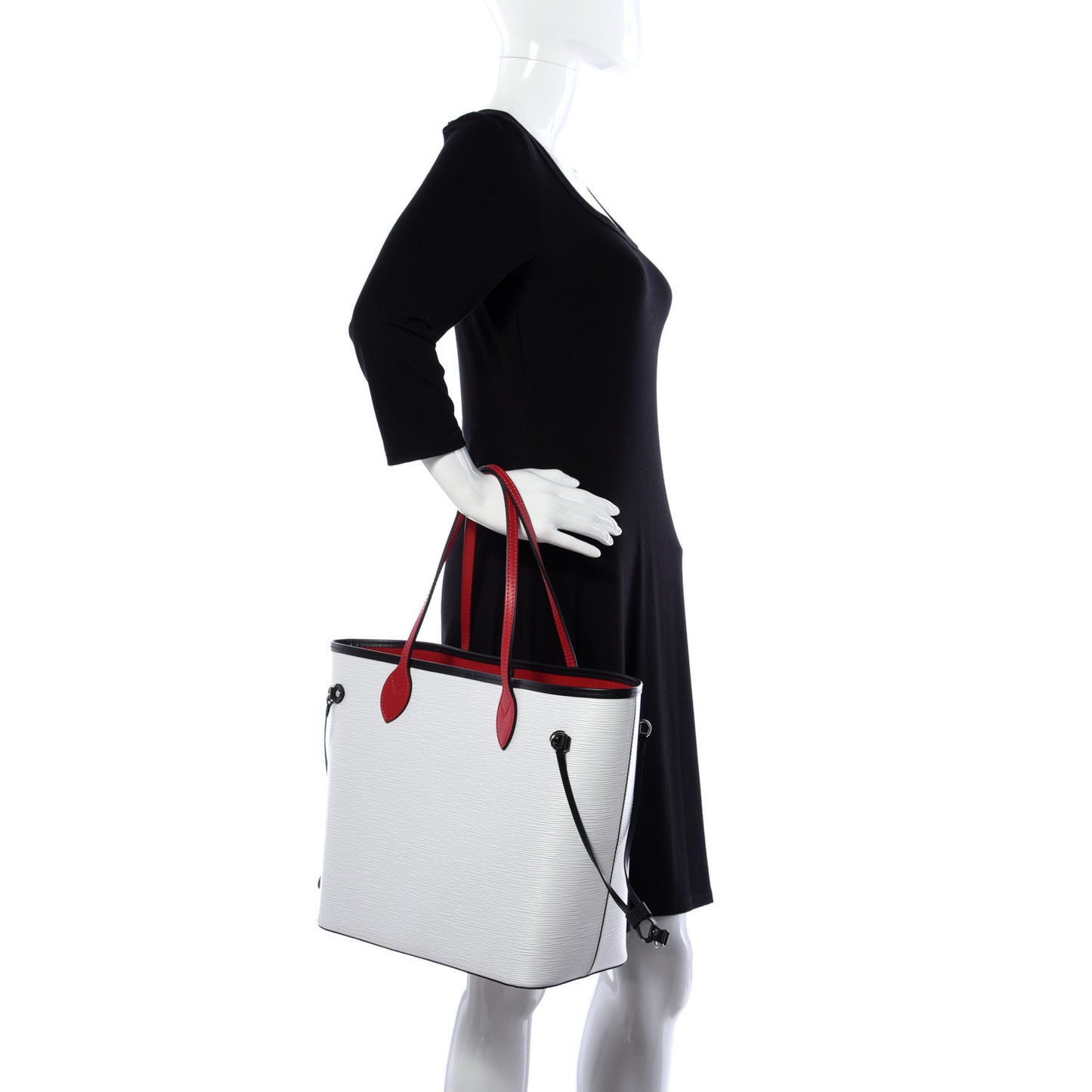 Epi Neverfull MM White Scarlet Black