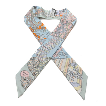 Hermes Silk De l'Ombrelle Aux Duels Twilly Ciel Rose Pale Orange 1 of 3