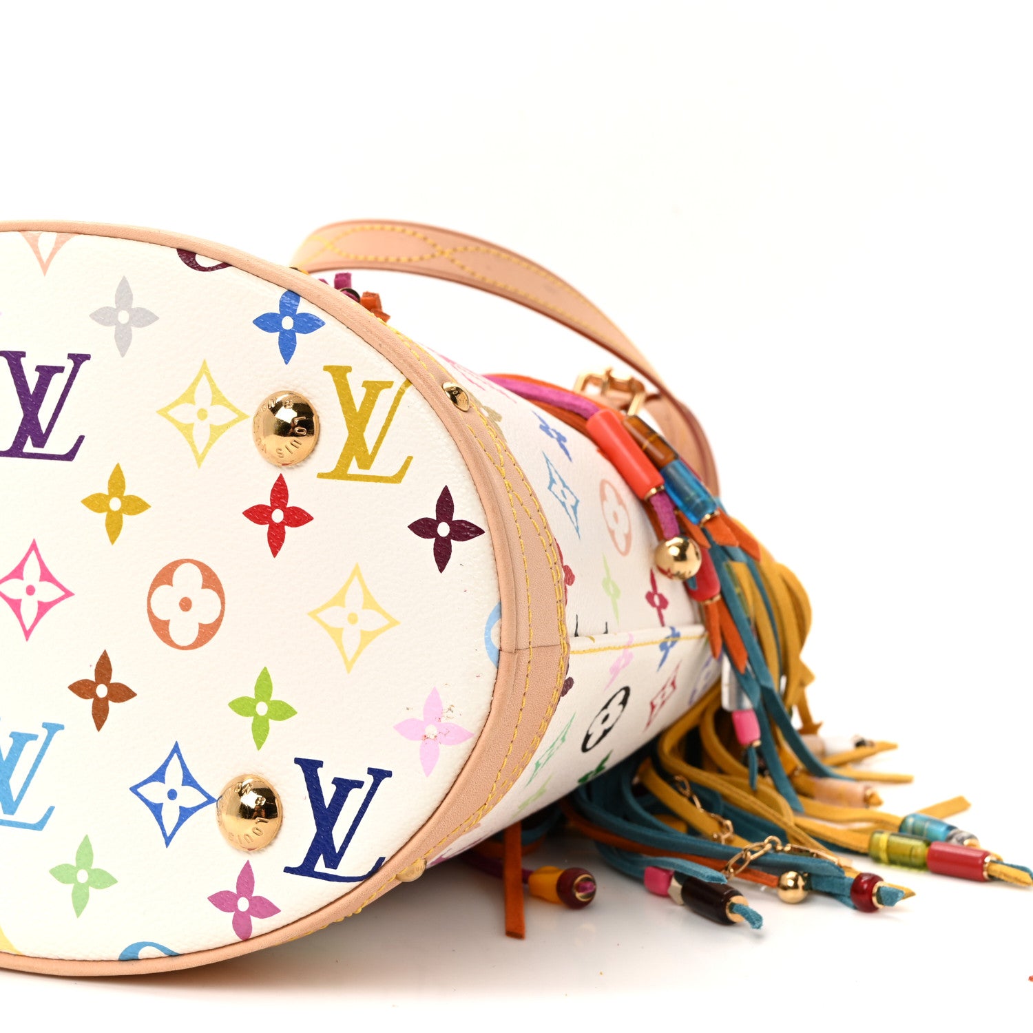 Louis Vuitton Monogram Multicolor Fringe Bucket White 1816939