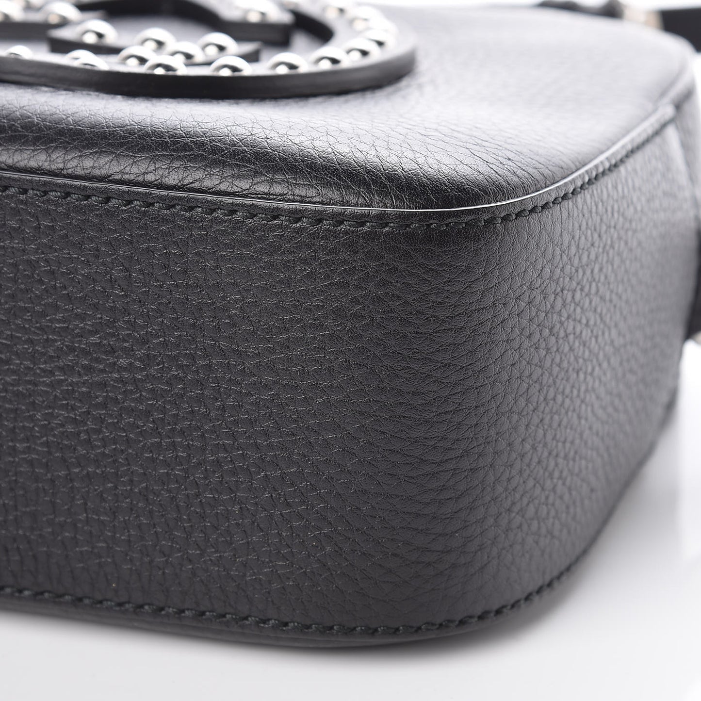 Pebbled Calfskin Studded Small Soho Disco Bag Black