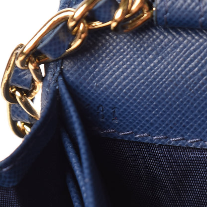 Prada Saffiano Metal Oro Chain Wallet Bleuette 7 of 15