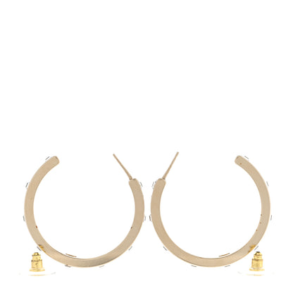 Chanel Metal Baguette Crystal Logo CC Hoop Earrings Gold 3 of 6