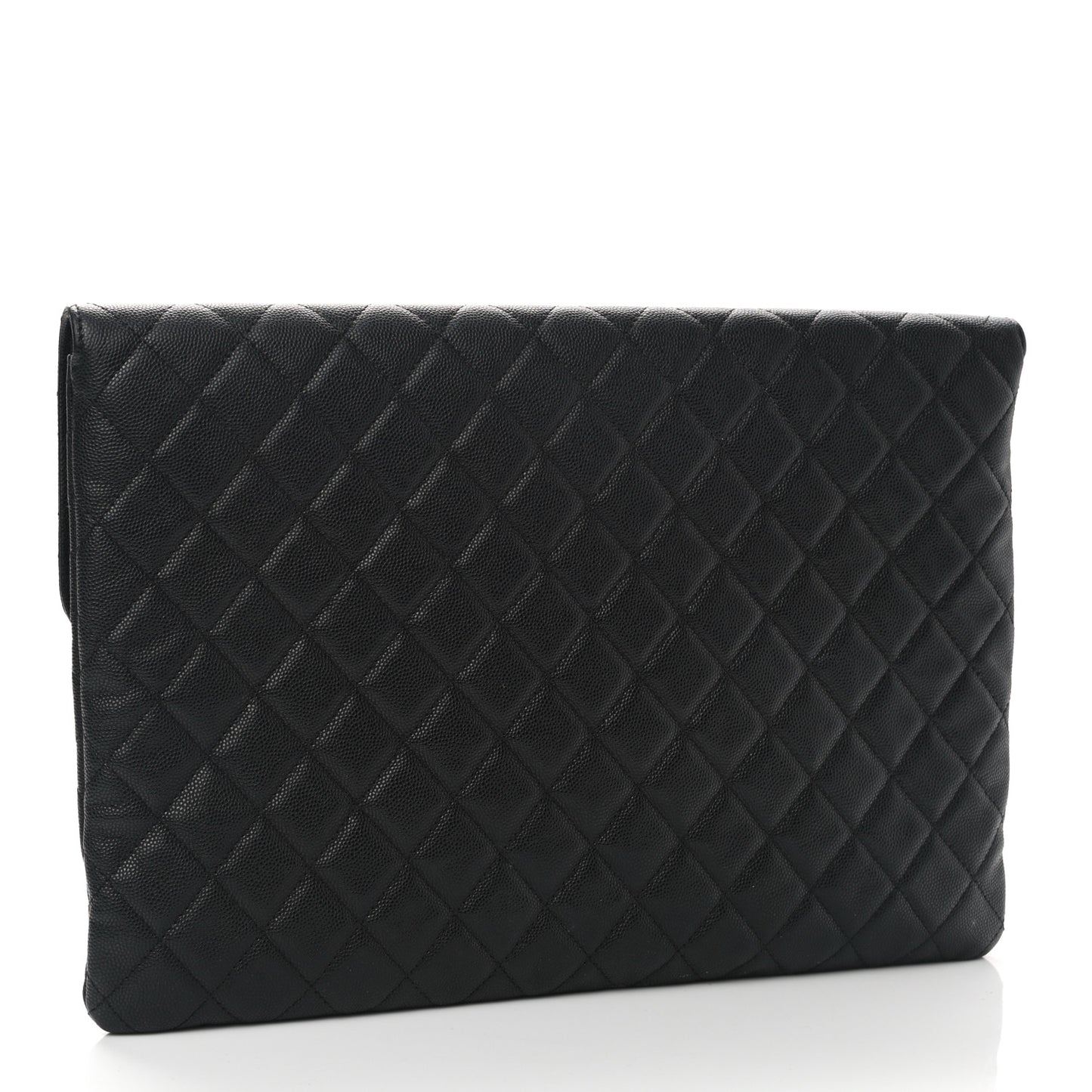 Caviar Quilted Large Golden Class Pouch Black
