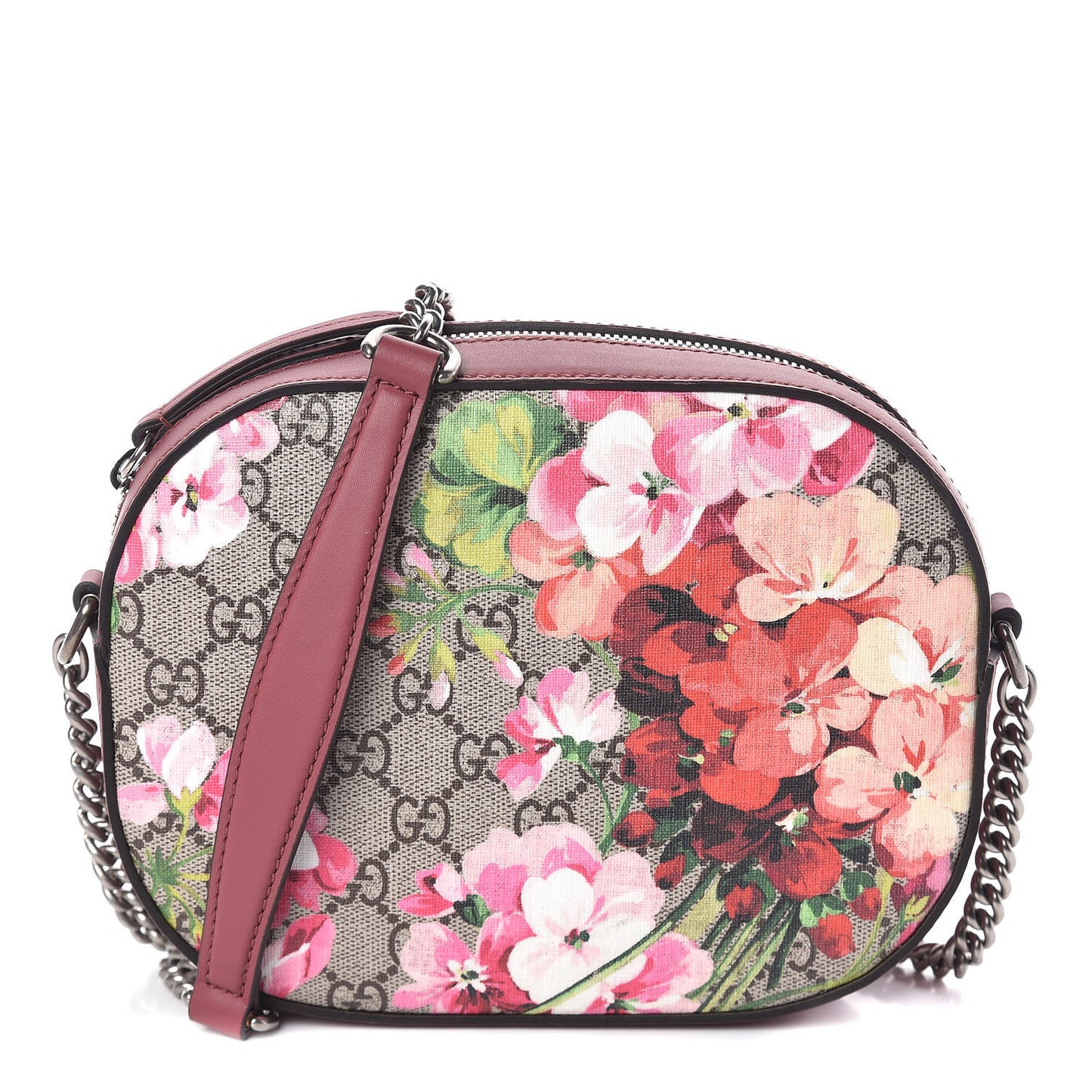 GG Supreme Monogram Blooms Mini Chain Shoulder Bag Beige Multicolor Dry Rose