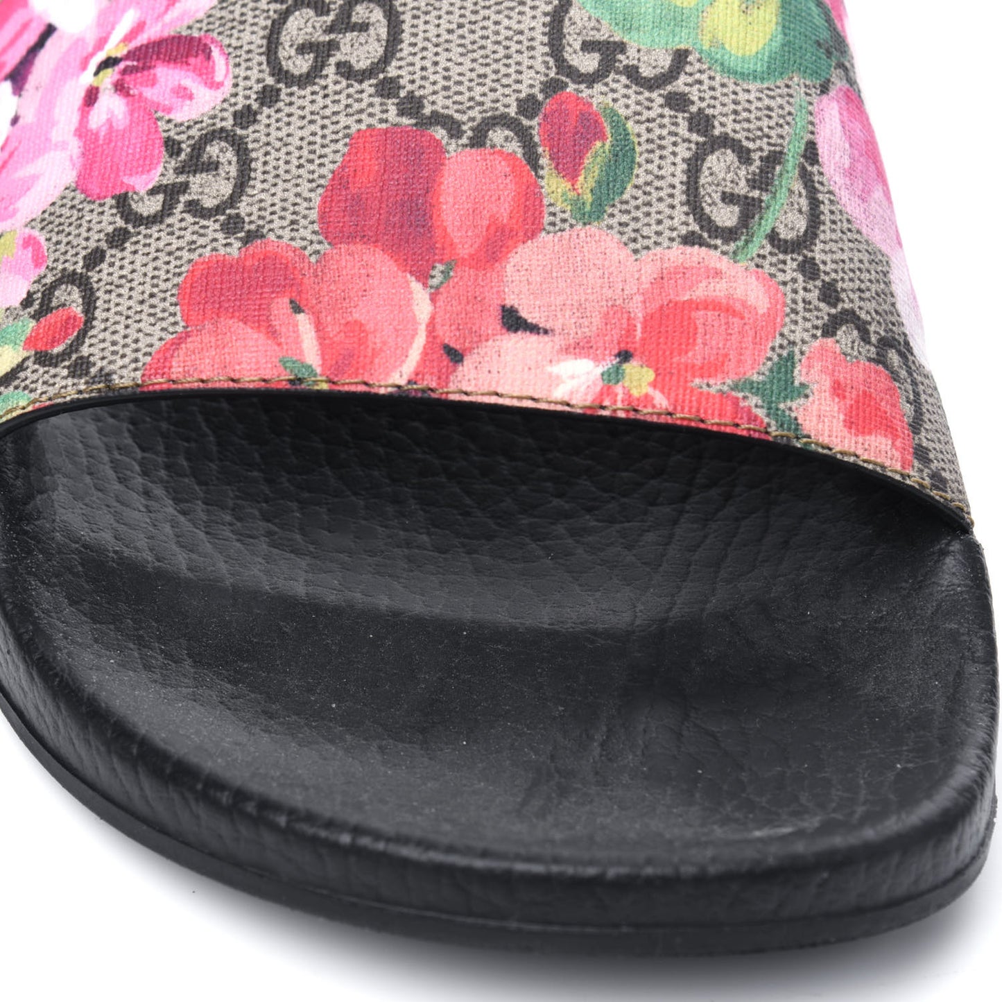 GG Supreme Monogram Blooms Slide Sandals 41 Beige Multicolor
