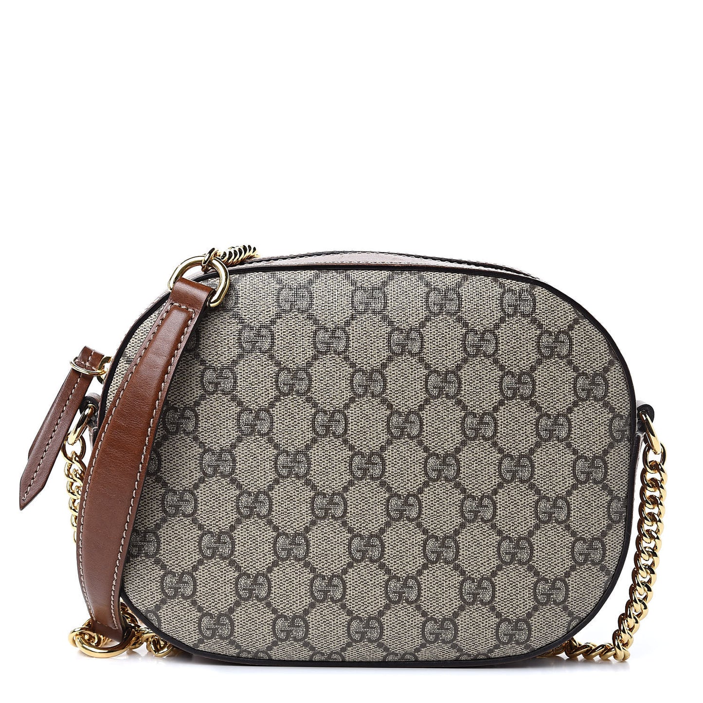 GG Supreme Monogram Cuoio Toscano Mini Chain Shoulder Bag Beige Ebony Cuir