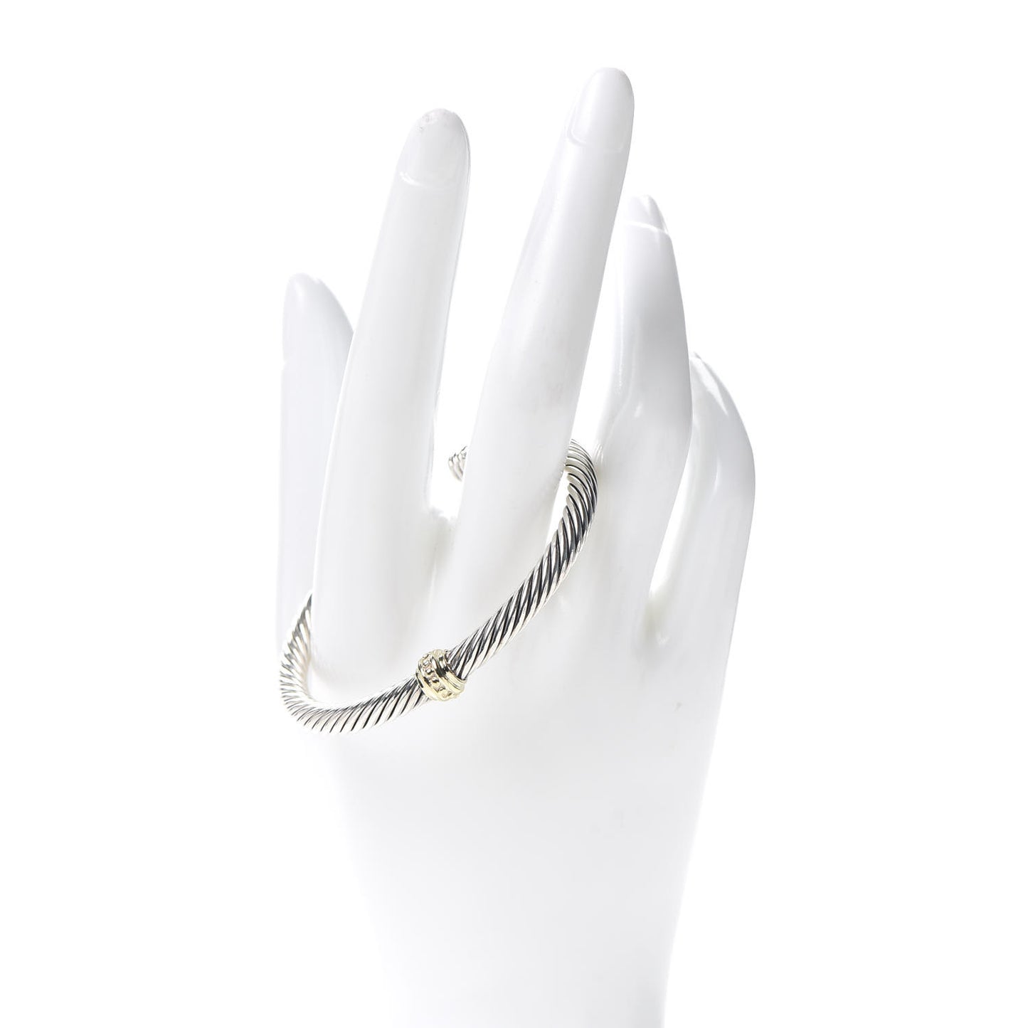 Sterling Silver 14K Yellow Gold 5mm Station Cable Bracelet