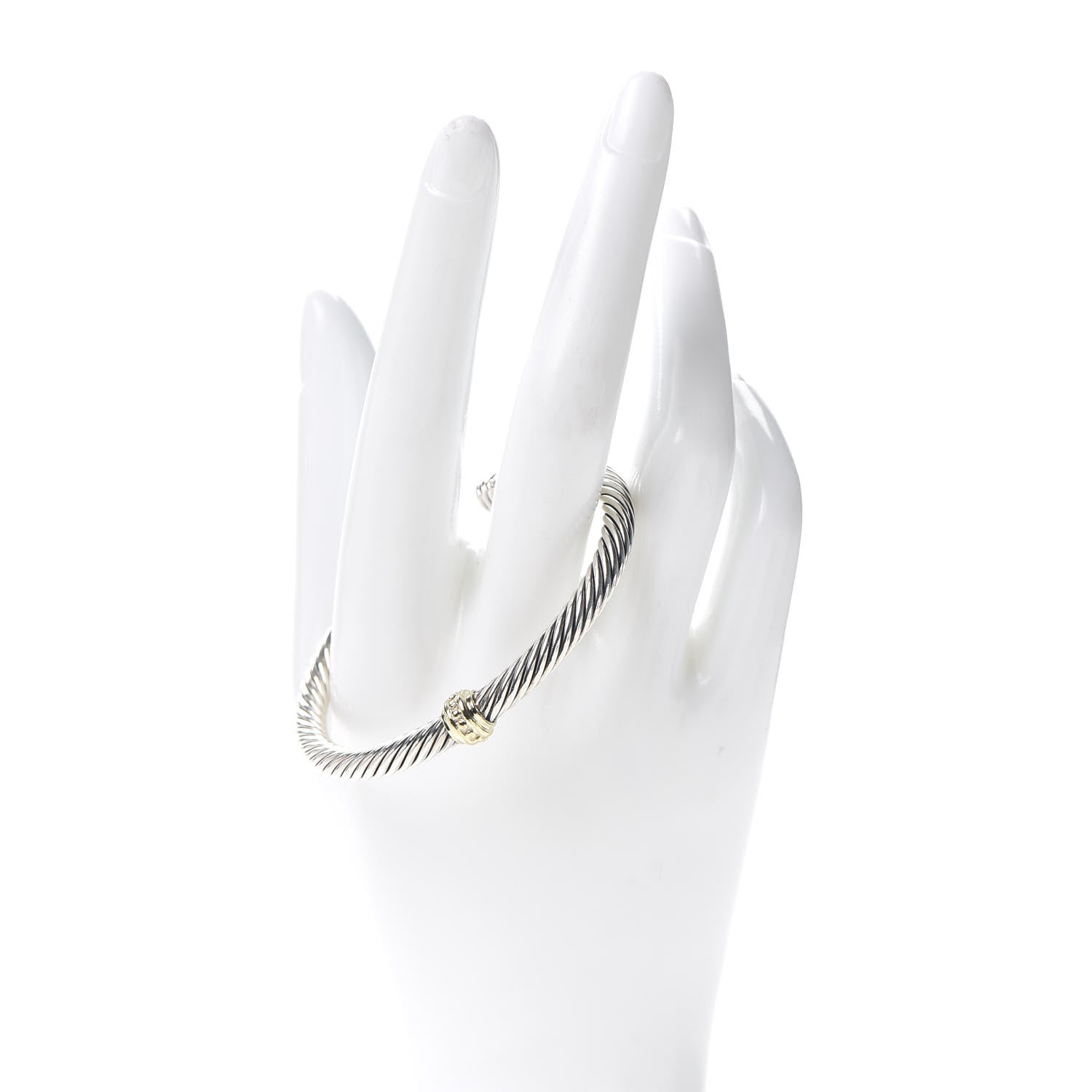 David Yurman Sterling Silver 14K Yellow Gold 5mm Station Cable Bracelet 2 of 5