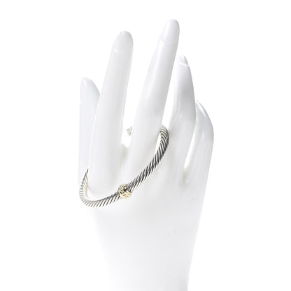 David Yurman Sterling Silver 14K Yellow Gold 5mm Station Cable Bracelet 2 of 5