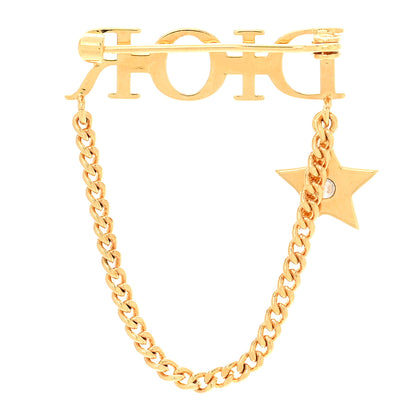 Christian Dior Metal Crystal Logo Dio(r)evolution Chain Brooch Gold 3 of 4