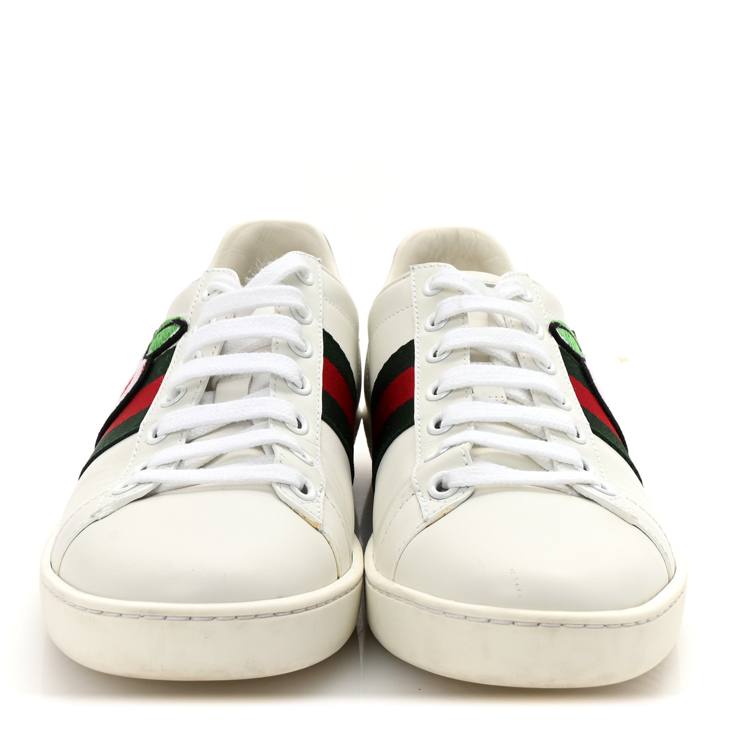 Gucci Calfskin Web GG Apple Embroidered Womens Ace Sneakers 37 White 3 of 10