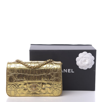 Chanel Metallic Calfskin Crocodile Embossed Cocodile Rectangular Mini Flap Gold 11 of 11