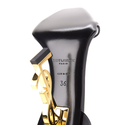Saint Laurent Patent Calfskin Opyum 110 Sandals 36 Black Gold 8 of 9