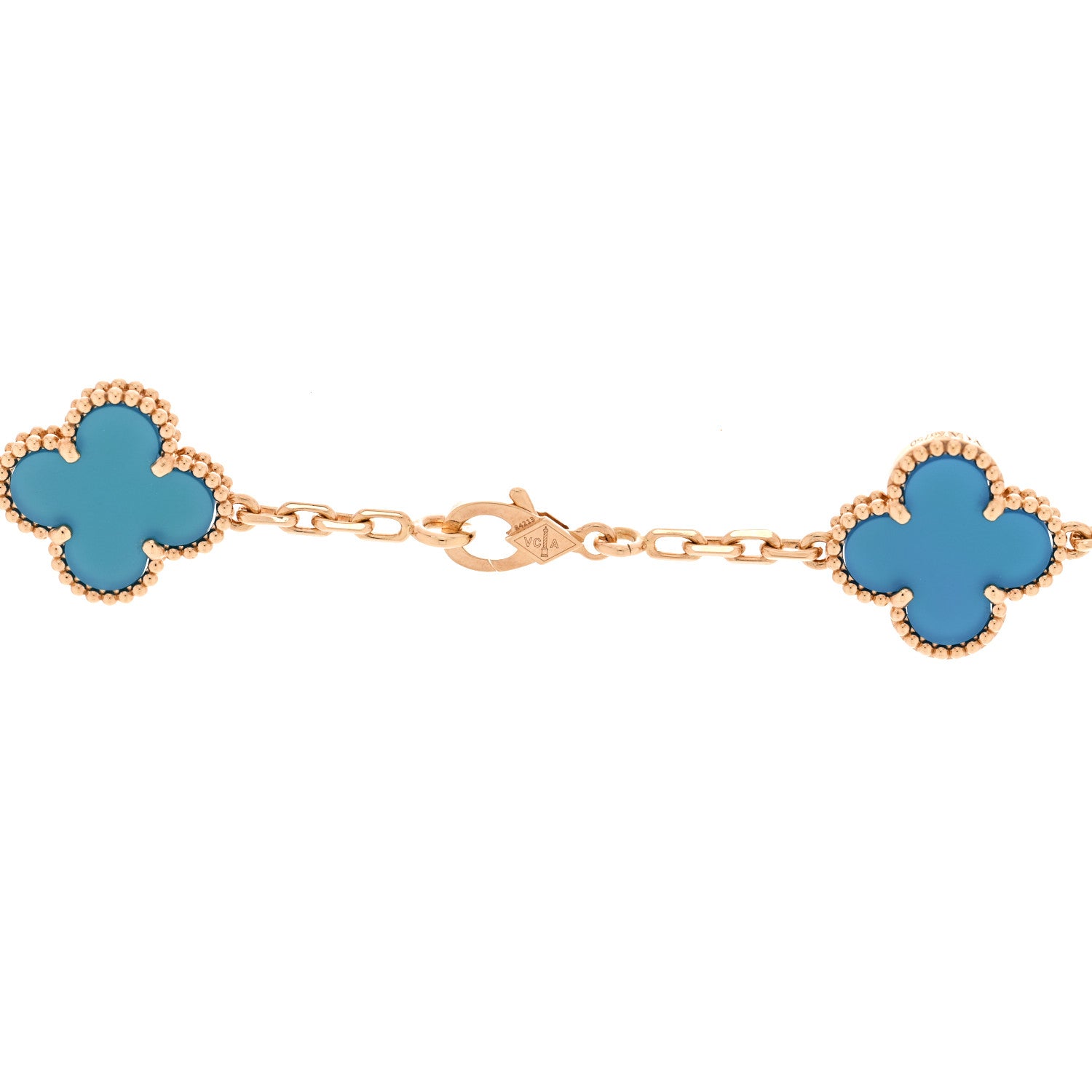 Van Cleef & Arpels 18K Yellow Gold Blue Agate 10 Motifs Vintage Alhambra Necklace 4 of 6