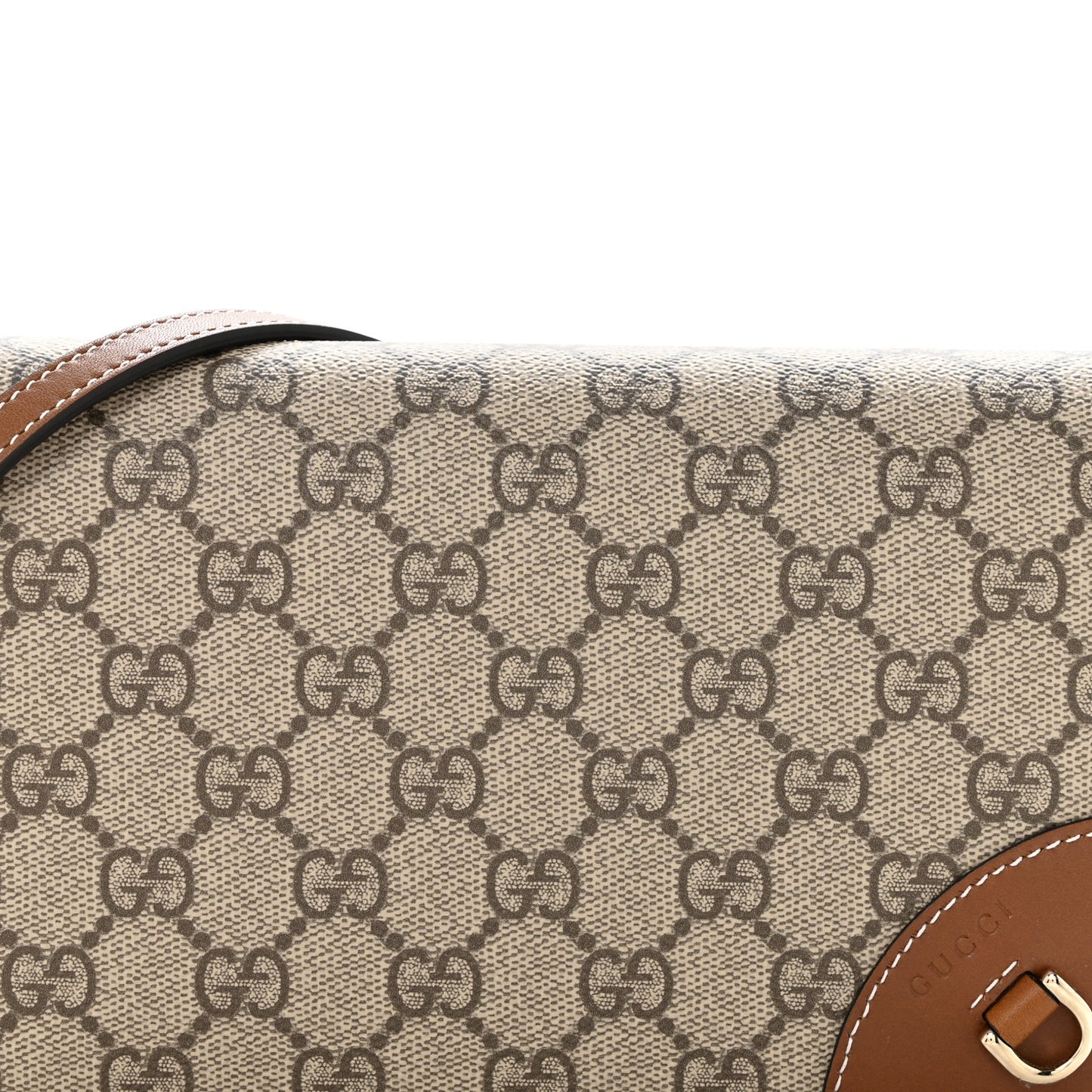 GG Emblem Monogram Wallet With Strap Beige Brown