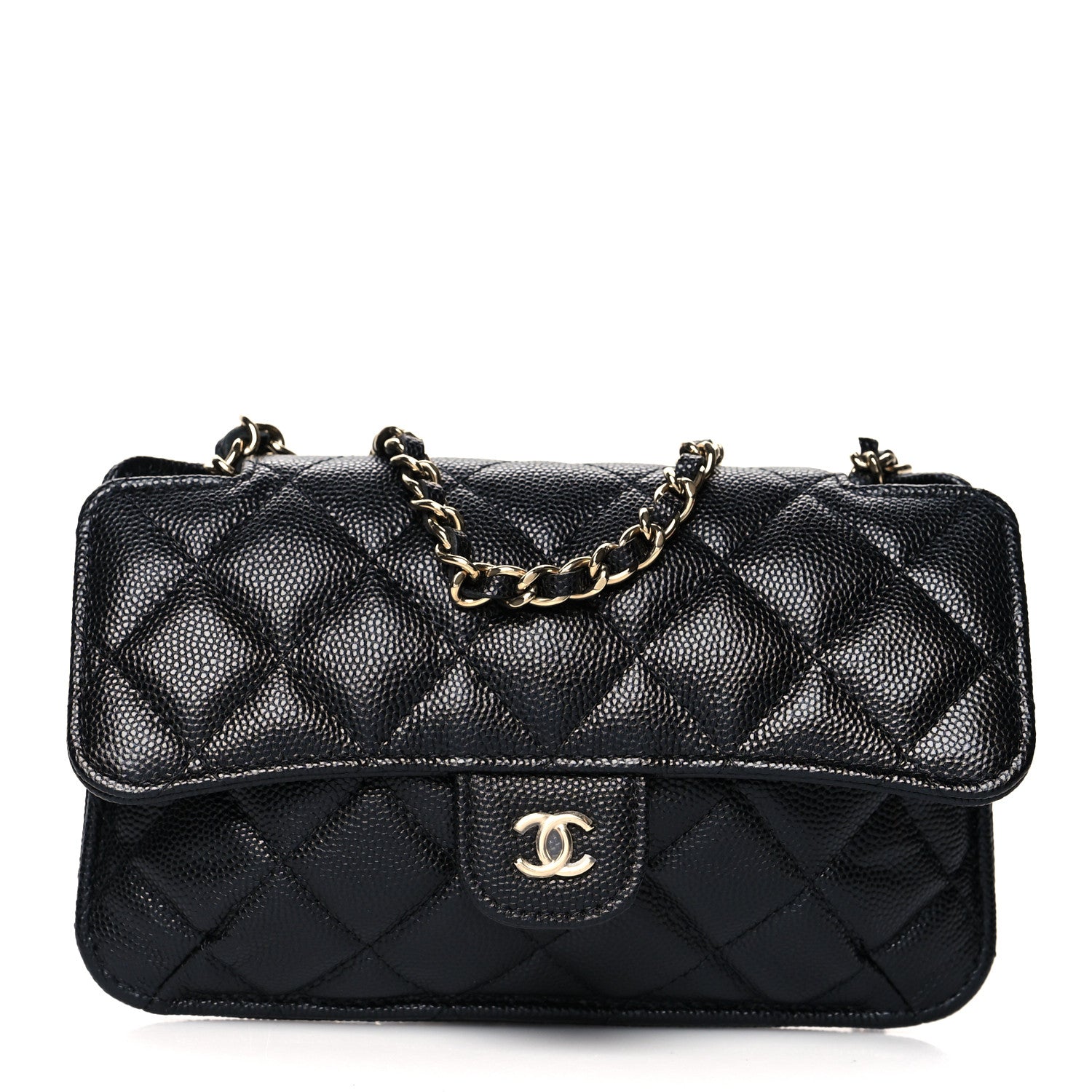Chanel Caviar Fabric Quilted Foldable Tote With Chain Black Multicolor 9 of 16