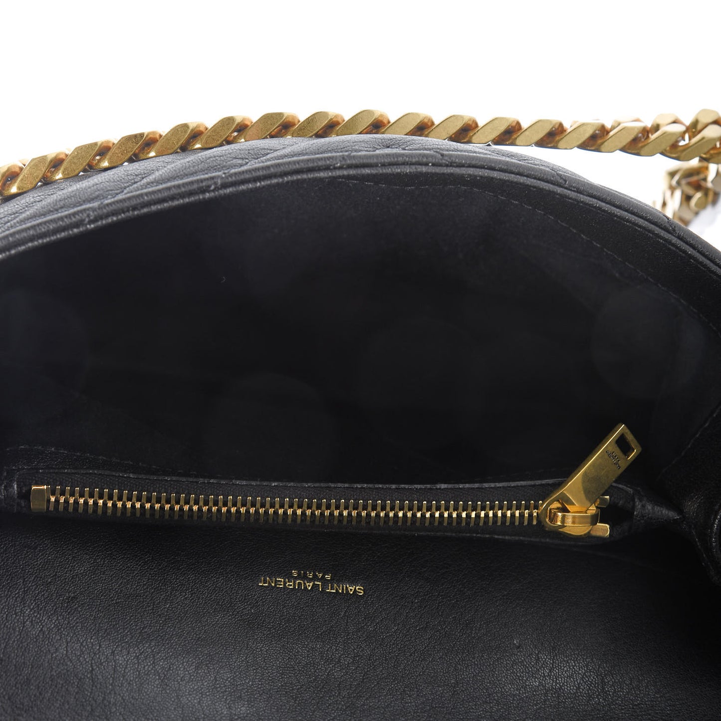 Sheepskin Matelasse Chevron Monogram Medium College Bag Black