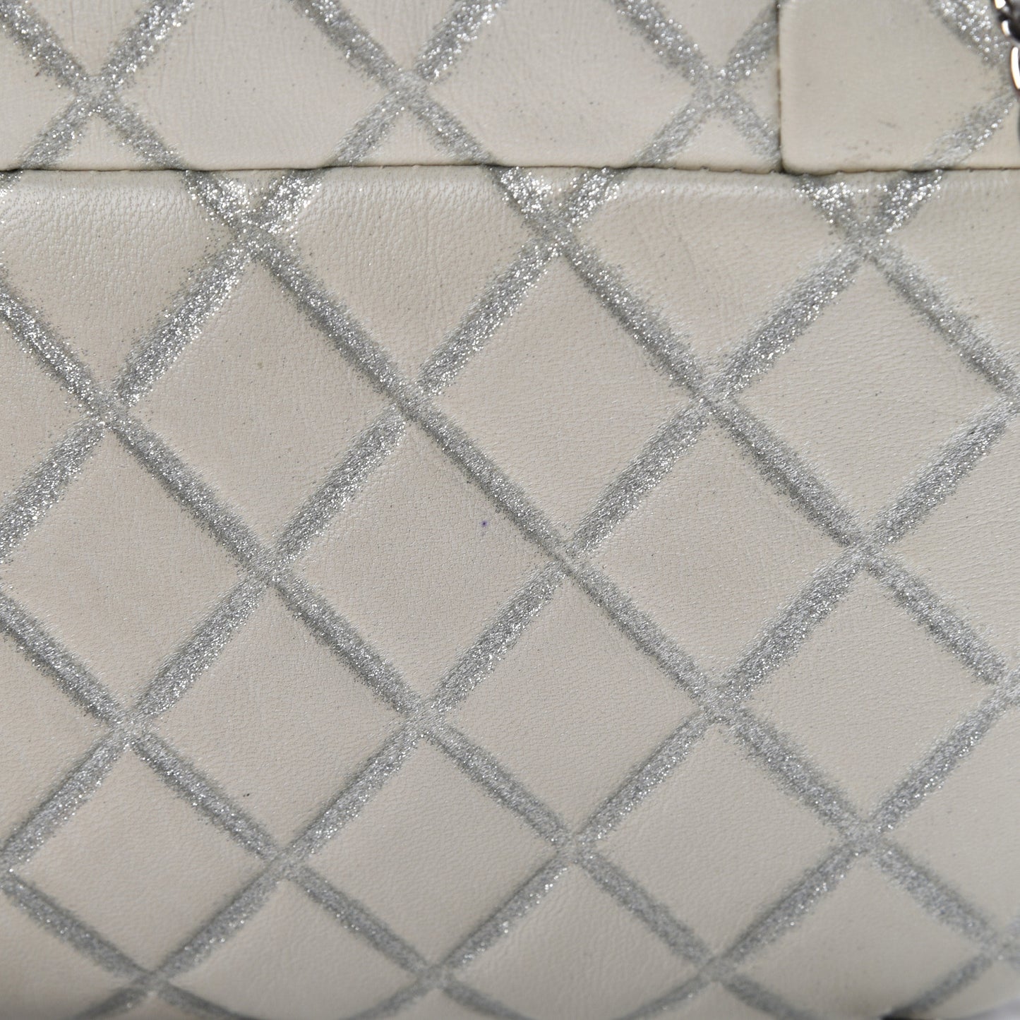 Lambskin Embossed CC Flap Shoulder Bag White