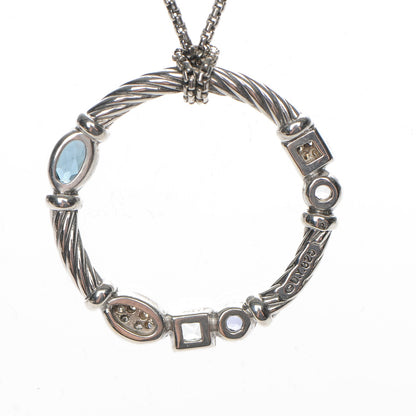 David Yurman Sterling Silver Diamond Blue Topaz Iolite Aquamarine Confetti Pendant Necklace 6 of 6
