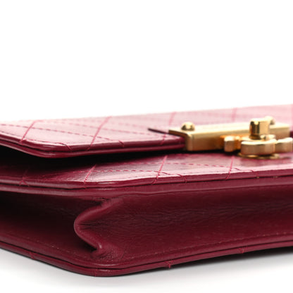 Chanel Goatskin Stitched Golden CC Wallet on Chain WOC Dark Red 10 of 13