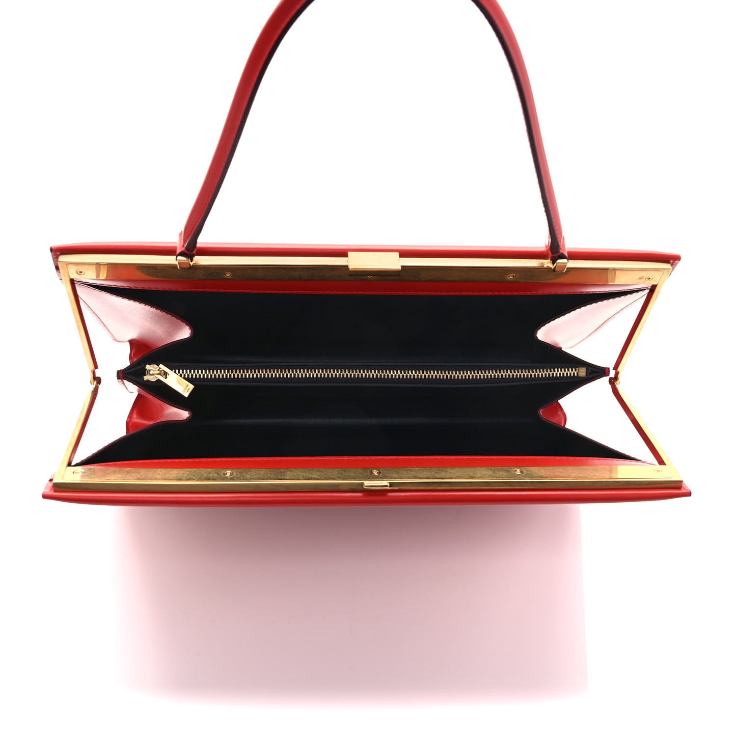 Patina Box Calfskin Medium Clasp Bag Scarlet