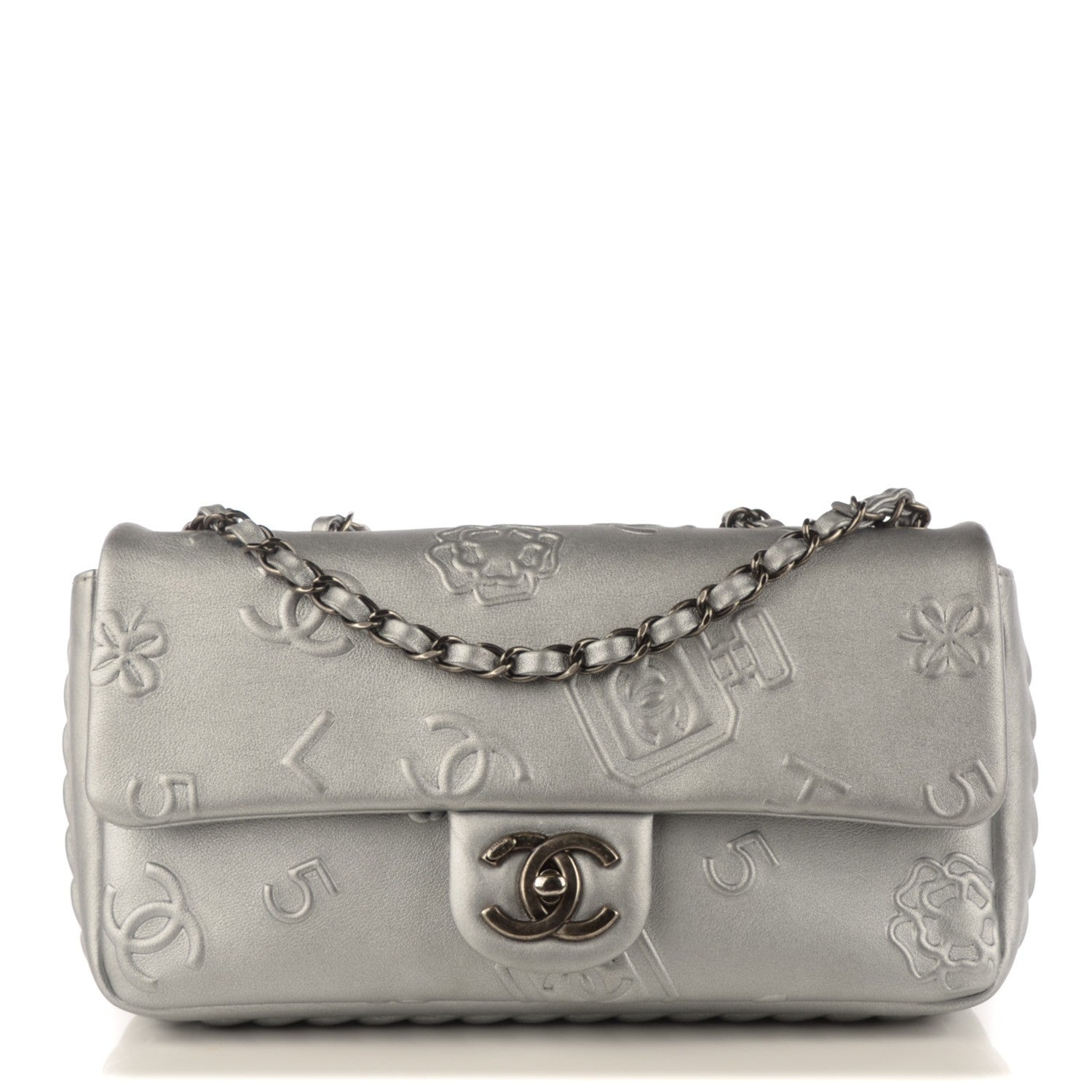 Chanel Metallic Lambskin Symbols Medium Single Flap Silver 1 of 8
