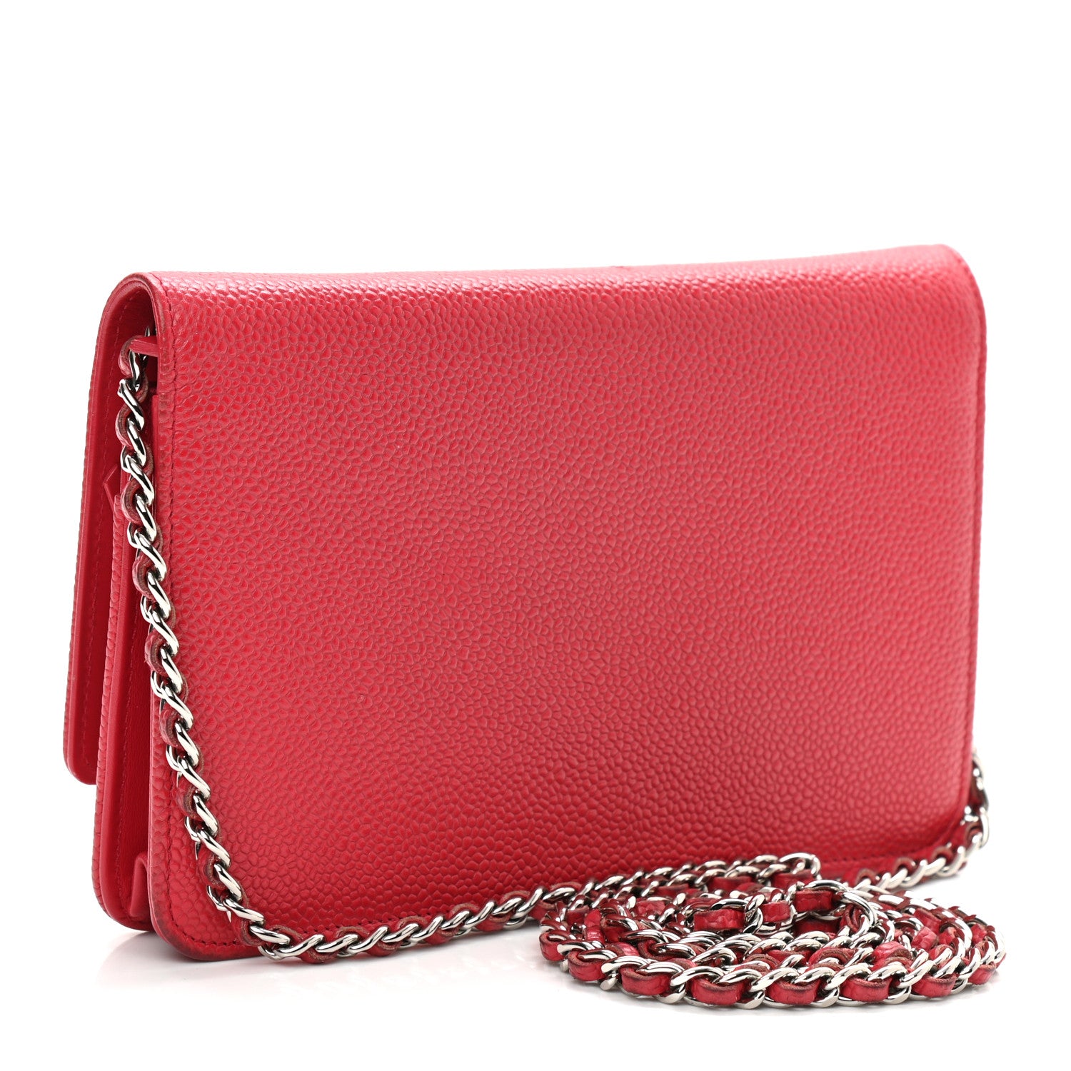 Chanel Caviar Timeless CC Wallet On Chain WOC Dark Pink 2 of 11