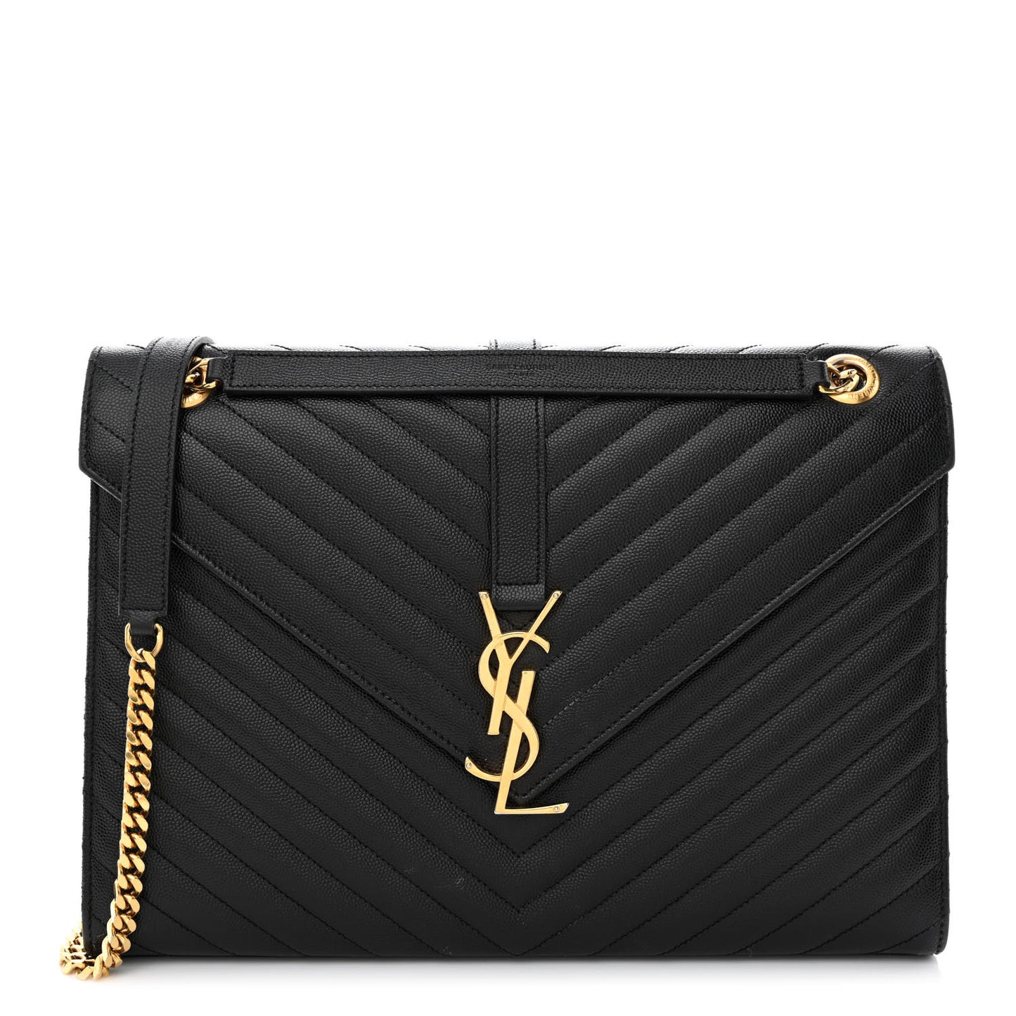 Grain De Poudre Matelasse Chevron Large Monogram Satchel Black
