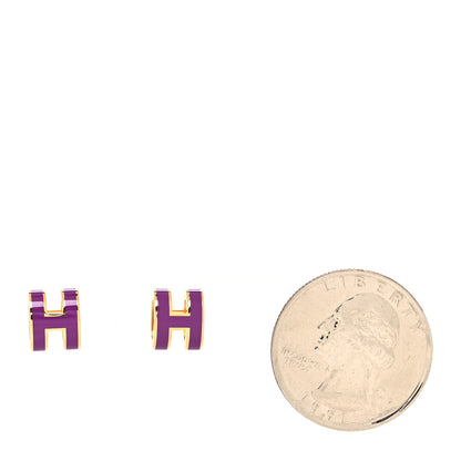 Hermes Gold Lacquered Mini Pop H Earrings Anemone 2 of 5