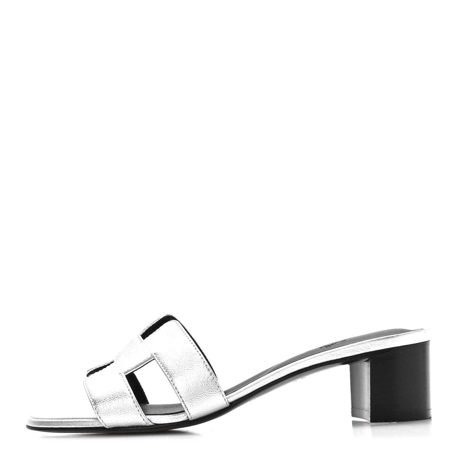 Hermes Metallic Goatskin Oasis Sandals 36.5 Gris Argente 1 of 8