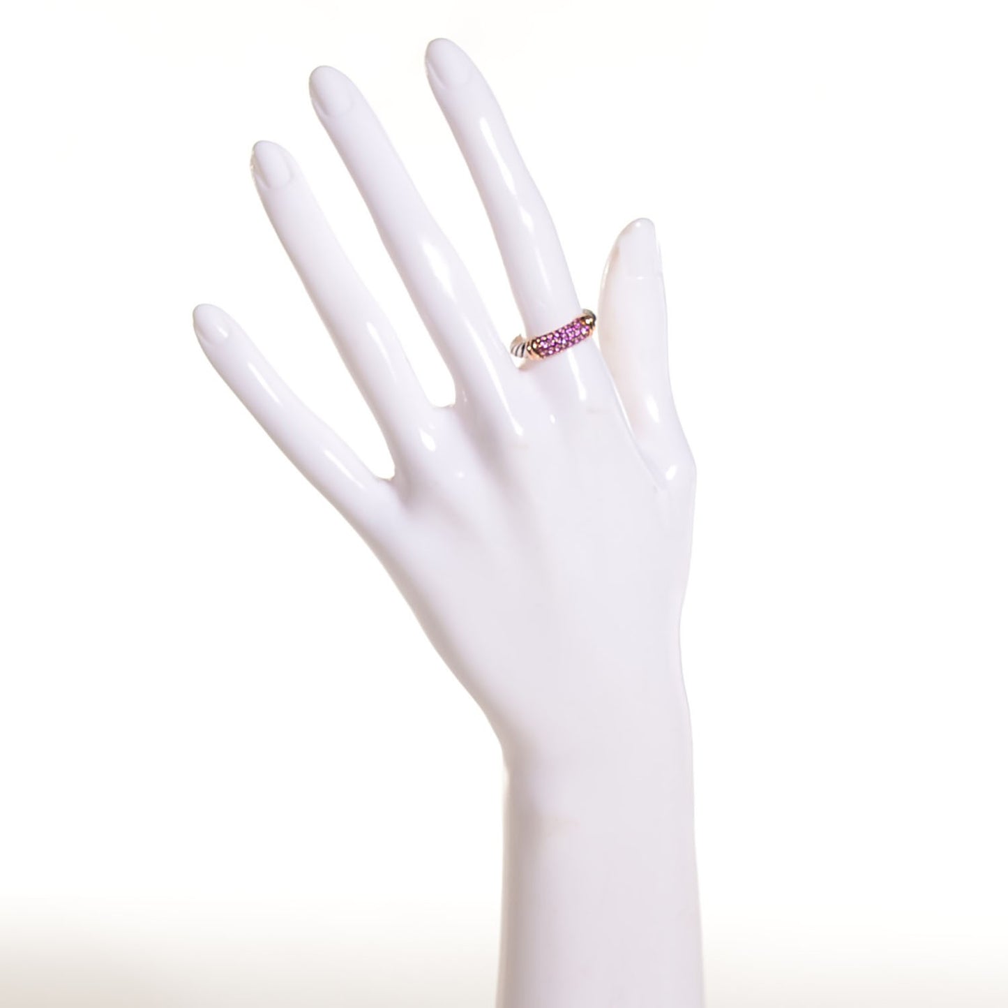 Sterling Silver 18K Rose Gold Pink Sapphire Cable Candy Metro Ring 7.25