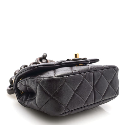 Chanel Lambskin Wenge Quilted Mini Fashion Wood Square Flap Brown 4 of 10