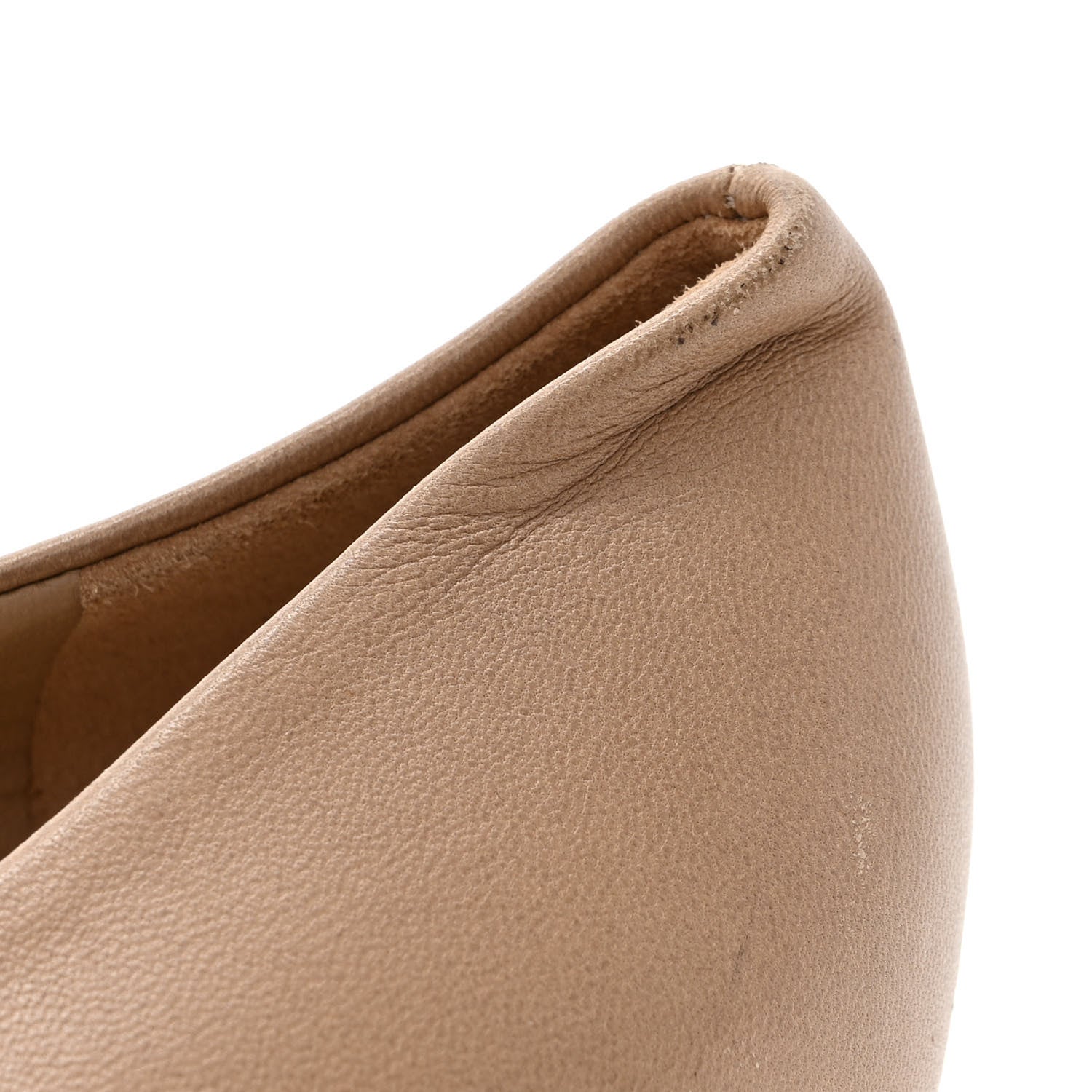 Chanel Lambskin Coco Line Pointed Toe Ballerina Flats 35.5 Beige Black 9 of 11