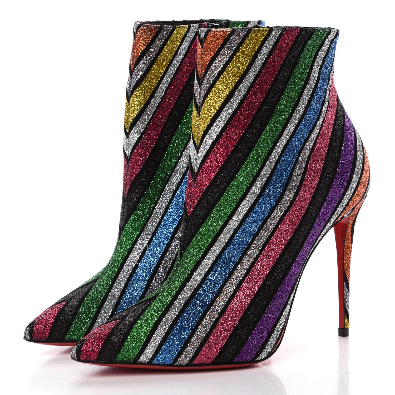 Christian Louboutin Suede Stripyglitter So Kate Booty 100 Ankle Boots 36 Multi 3 of 10