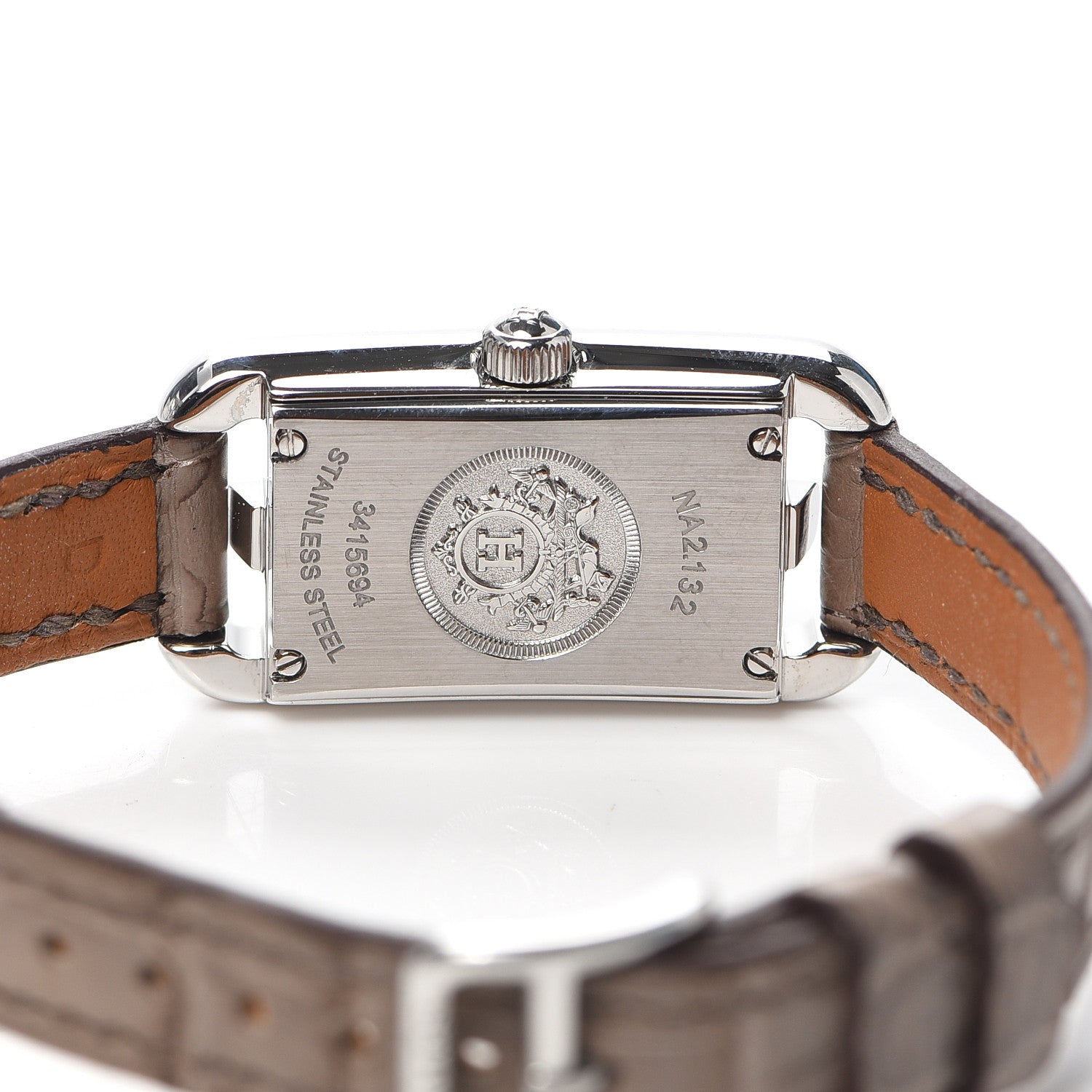 Hermes Stainless Steel Alligator Diamond 17mm Nantucket Quartz Watch Etoupe 4 of 5