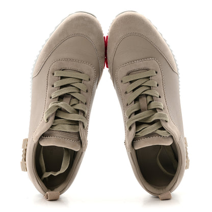 Hermes Sport Goatskin Suede Goatskin Womens Bouncing Sneakers 38 Kraft 38.5 Beige Galet 2 of 12