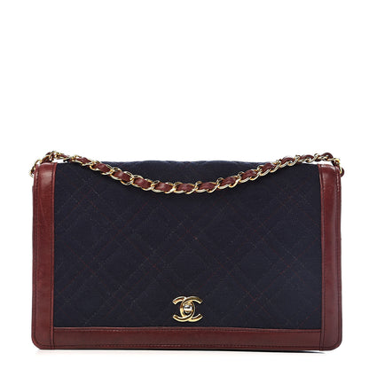 Chanel Jersey Lambskin Quilted Single Flap Dark Red Blue 1 of 18