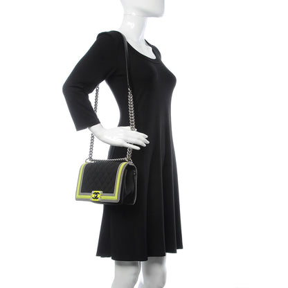 Chanel Canvas Quilted Medium Fluo Boy Flap Black Grey Yellow 2 of 11