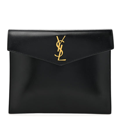Saint Laurent Smooth Shiny Calfskin Monogram Uptown Pouch Black 1 of 9