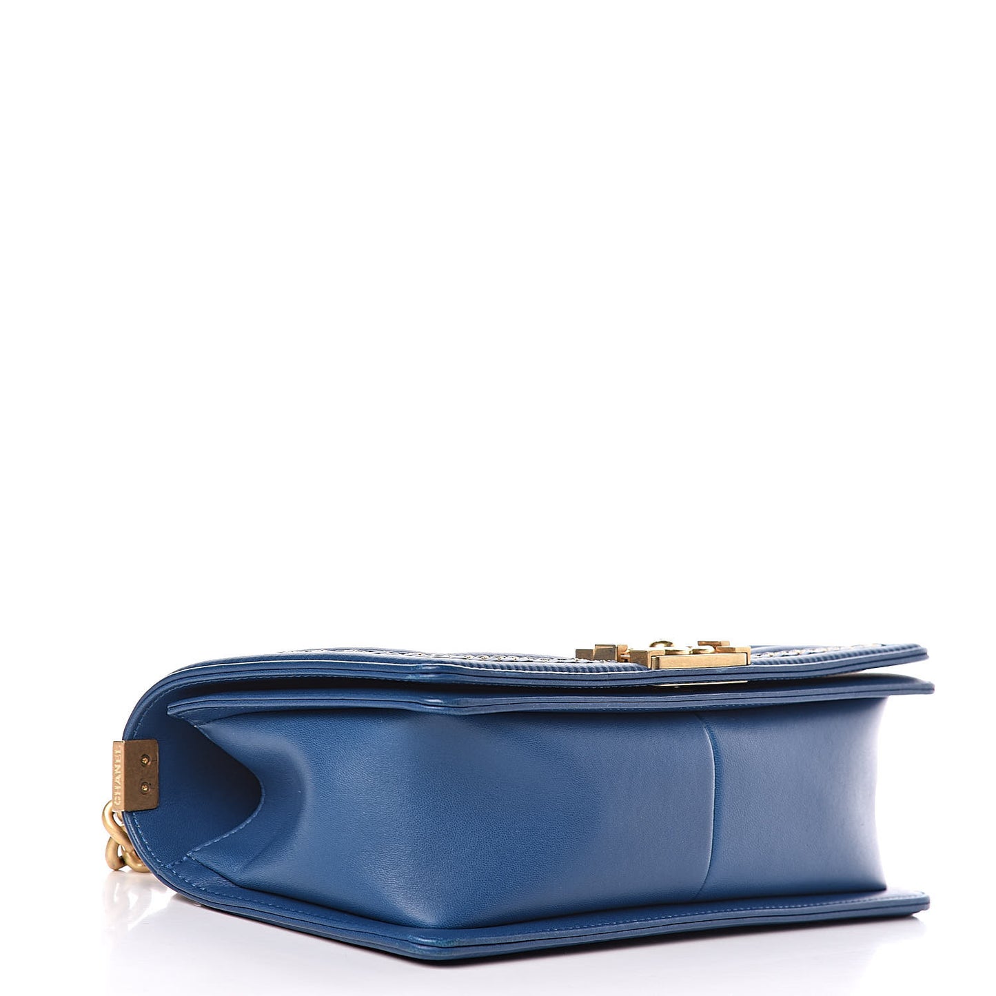 Lambskin Quilted Medium Chain Detail Boy Flap Blue