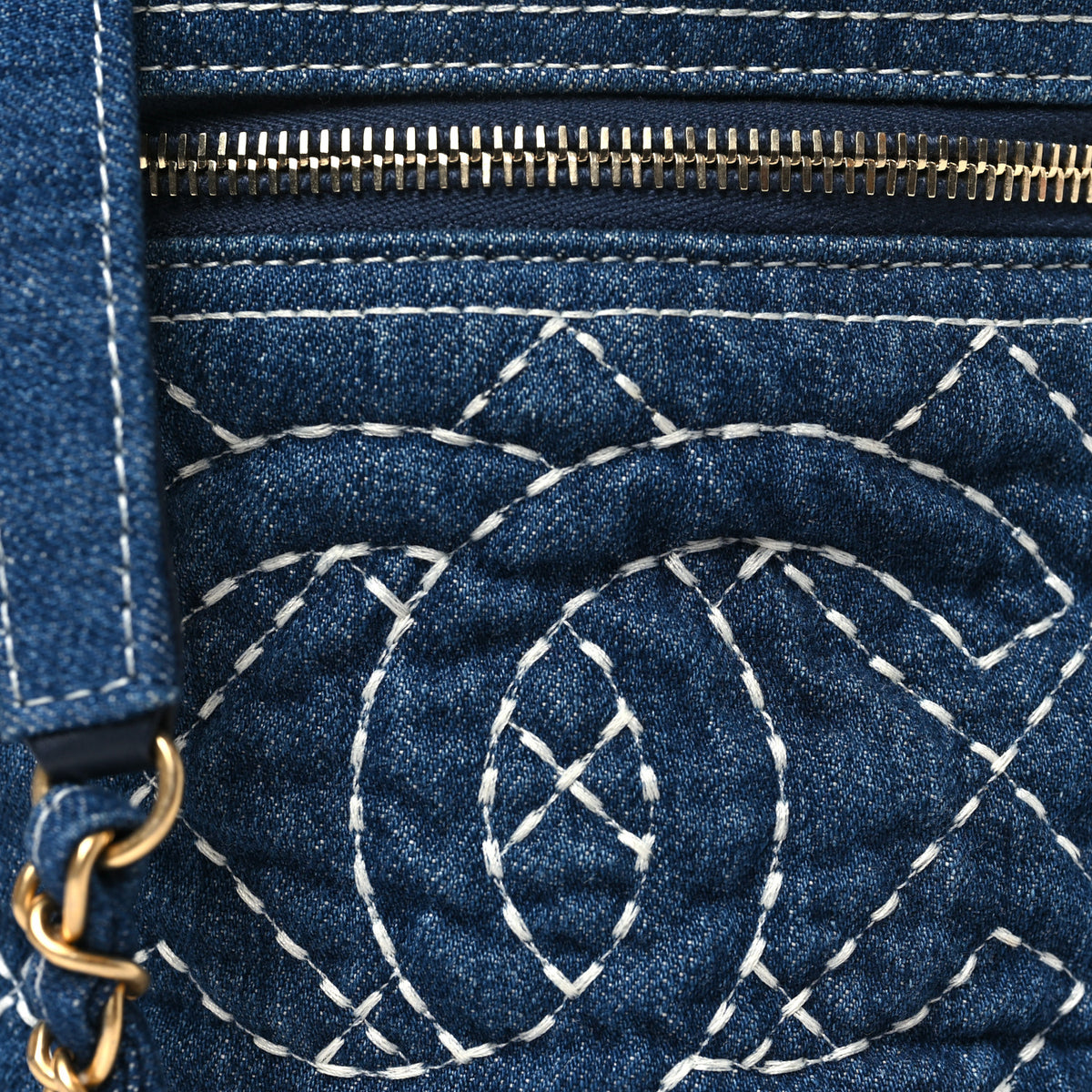 Denim Quilted Denim Trip Vanity Cosmetic Case Blue